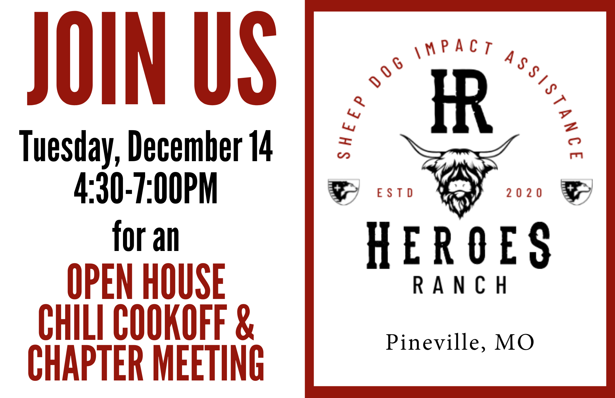 JOIN US for our Heroes Ranch Open House!