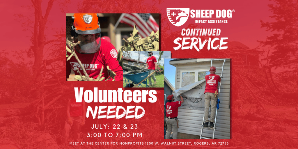 Join Sheep Dog Impact Assistance (SDIA) as we continue our mission to help those affected by recent tornado damage in Northwest Arkansas. Your support is crucial in rebuilding our community and providing much-needed relief to several of our elderly neighbors. No experience is necessary to volunteer! We’ll provide all the training and protective equipment you need. Whether you’re a skilled professional or just eager to help, we welcome everyone to make a difference. Click the link below to👇 https://www.tfaforms.com/5038019 Mission Note: We have surveyed several of the properties and have found that we need heavy equipment on several of them and are looking for experienced operators with tractor or skid steer capabilities.