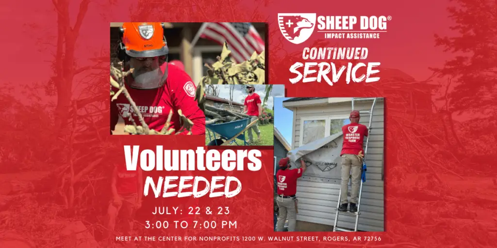 Join Sheep Dog Impact Assistance (SDIA) as we continue our mission to help those affected by recent tornado damage in Northwest Arkansas. Your support is crucial in rebuilding our community and providing much-needed relief to several of our elderly neighbors. No experience is necessary to volunteer! We’ll provide all the training and protective equipment you need. Whether you’re a skilled professional or just eager to help, we welcome everyone to make a difference. Click the link below to👇 https://www.tfaforms.com/5038019 Mission Note: We have surveyed several of the properties and have found that we need heavy equipment on several of them and are looking for experienced operators with tractor or skid steer capabilities.