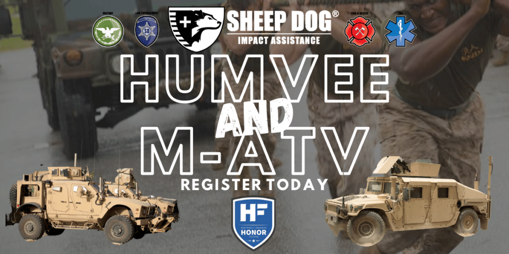 We are excited to announce that the Humvee Haul will be happening again this year at HONOR🇺🇸FEST on August 10th from 11 am to noon at Orchards Park in Bentonville.

Gather your team and prepare to test your strength by competing to pull a Humvee or an M-ATV 100 feet as quickly as possible. Thanks to our friends at the Benton County Sheriff’s Department for providing the M-ATV!

The team with the fastest time will be crowned the winner, and several additional prizes will awarded at the end of the competition. Team registration is now open and ends at midnight on August 9th. Don’t miss out on this thrilling event—register your team today and be part of the action!